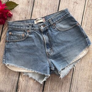 b1 -- LEVI'S 505 blue cut hem women's casual denim shorts size 32